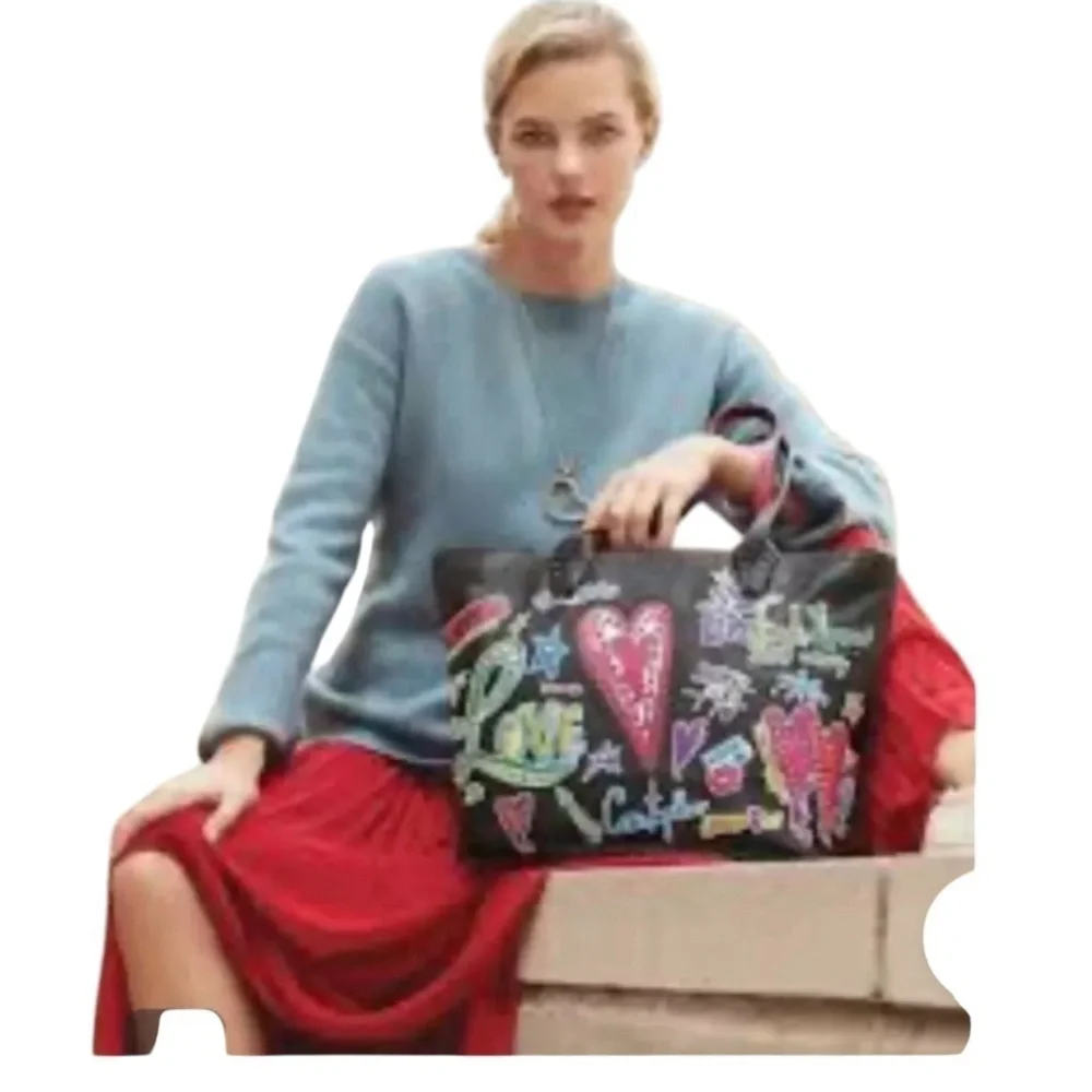 Retired Brighton fashionista leather hearts love‎ tote bag